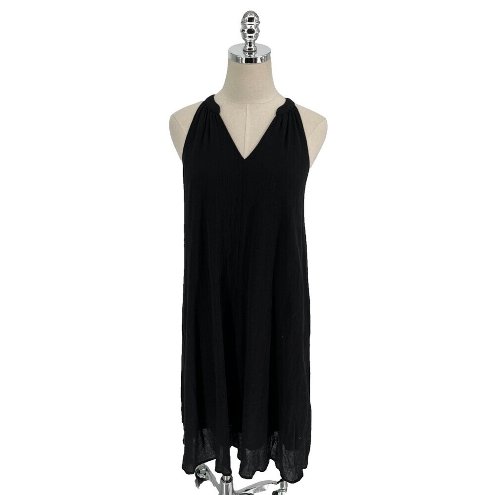Garnet Hill Dress Women's Size XS Black Halter Minimalist Lagenlook